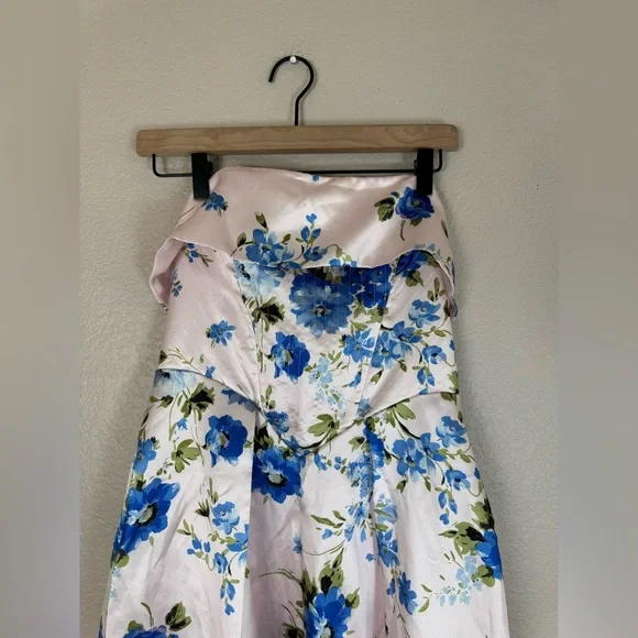 Anthropologie if By Sea Strapless Blue Floral Gown size Medium $129 - Picture 8 of 16